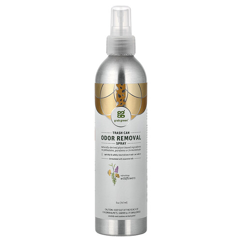 Grab Green Trash Can Odor Removal Spray, Refreshing Wildflowers, 5 oz (147 ml)