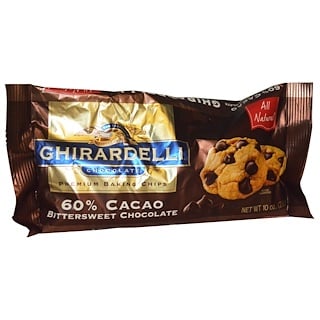 Ghirardelli, Ghirardelli, запеченные премиум-чипсы, шоколад с горько-сладким шоколадом с 60% какао, 10 унций (283 г)