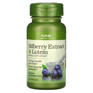 GNC, Herbal Plus, Bilberry Extract & Lutein, 60 Capsules