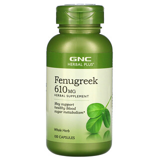 GNC, Herbal Plus, Fenugreek, 610 mg, 100 Capsules