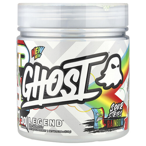 Ghost Legend® Pre-Workout, Sour Strips® Rainbow, 23.8 oz (675 g)