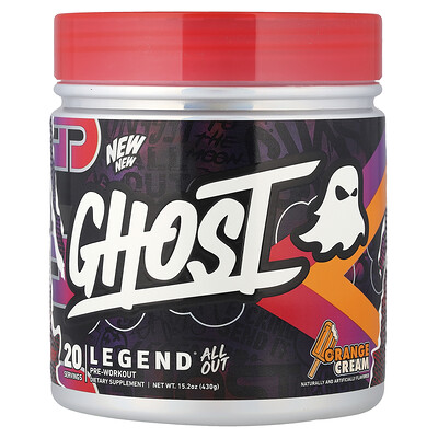 Product Image for Ghost, Legend All Out Pre-Workout, Orange Cream, 15.2 oz (430 g)