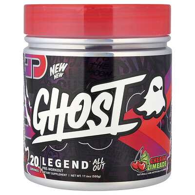 Ghost, Suplemento preentrenamiento Legend® All Out, Cereza y lima, 500 g (17,6 oz)