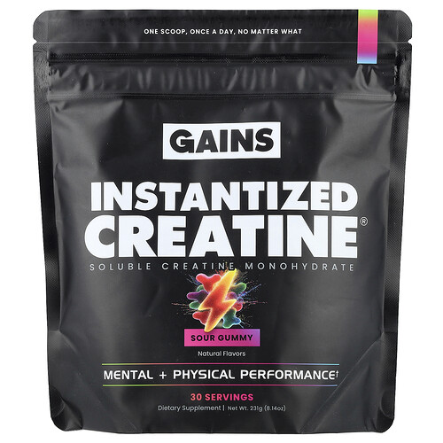 Gains Instantized Creatine®, Soluble Creatine Monohydrate, Sour Gummy, 8.14 oz (231 g)