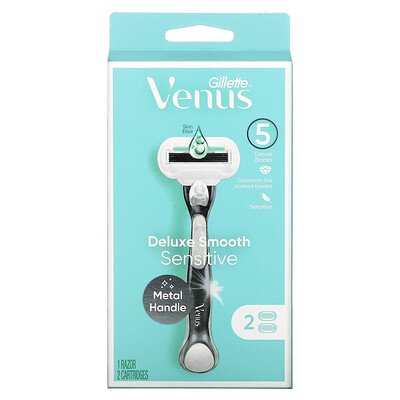 Купить Gillette Venus, бритва и картриджи Deluxe Smooth Sensitive`` 1 бритва 2 картриджа