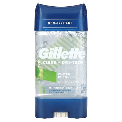 Купить Gillette Clear + Dri-Tech, дезодорант и антиперспирант, Power Rush, 107 г (3, 8 унции)