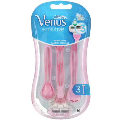 Gillette Venus, SkinElixir, Sensitive, 3 Disposable Razors