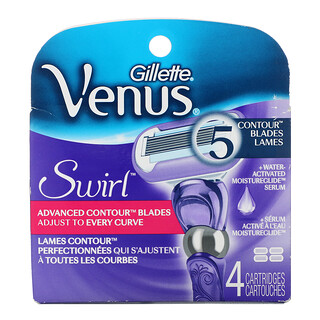 Gillette, Cartuchos para afeitadora Venus, Swirl, 4 cartuchos