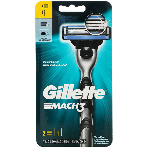 Gillette, Mach3, 1 Razor + 2 Cartridges