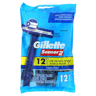 Купить Gillette Sensor2, одноразовые бритвы, фиксированные, 12 одноразовых бритв