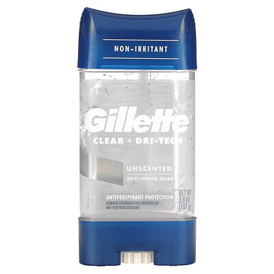 Купить Gillette Clear + Dri-Tech, антиперспирант / дезодорант, без запаха, 107 г (3, 8 унции)