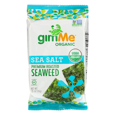 gimMe Premium Roasted Seaweed, Sea Salt, 0.35 oz (10 g)