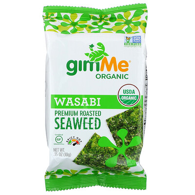 gimMe Premium Roasted Seaweed, Wasabi , 0.35 oz (10 g)
