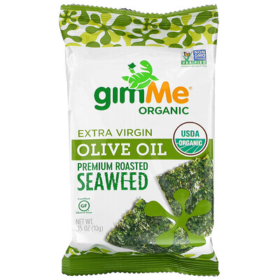 gimMe Premium Roasted Seaweed, Extra Virgin Olive Oil, 0.35 oz (10 g)