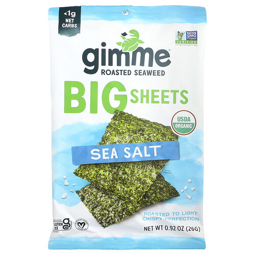 Gimme Roasted Seaweed, Big Sheets, Sea Salt, 0.92 oz (26 g)