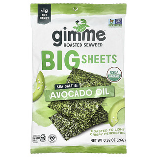 gimMe, Alghe tostate, fogli grandi, sale marino e olio di avocado, 26 g