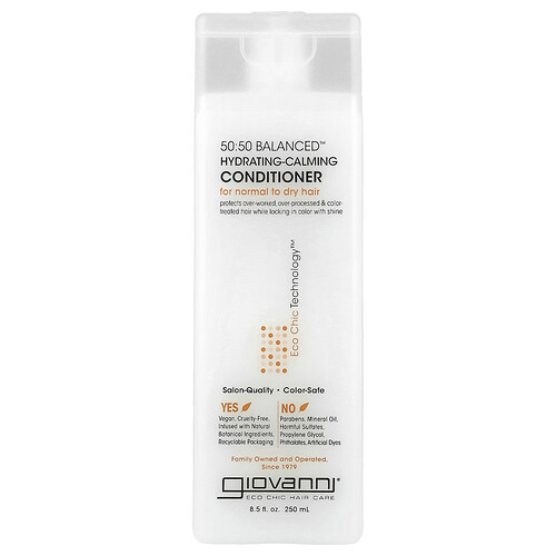 Giovanni, 50:50 Balanced™, Acondicionador hidratante y calmante, Para cabello normal a seco, 250 ml (8,5 oz. líq.)