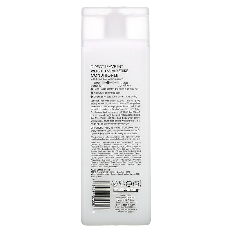 Giovanni, Direct LeaveIn Weightless Moisture Conditioner, For All Hair Types, 8.5 fl oz (250 ml