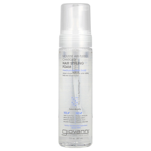 Giovanni, Mousse Air-Turbo Charged, Espuma para peinar el cabello, 207 ml (7 oz. líq.)