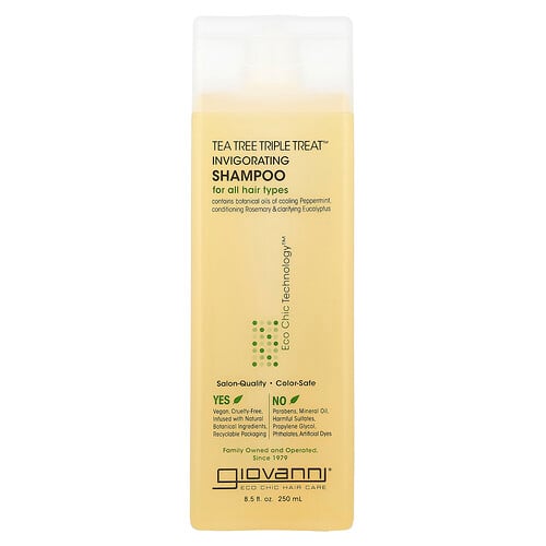 Giovanni, Tea Tree Triple Treat, Champú revitalizante con árbol del té, Para todo tipo de cabello, 250 ml (8,5 oz. líq.)