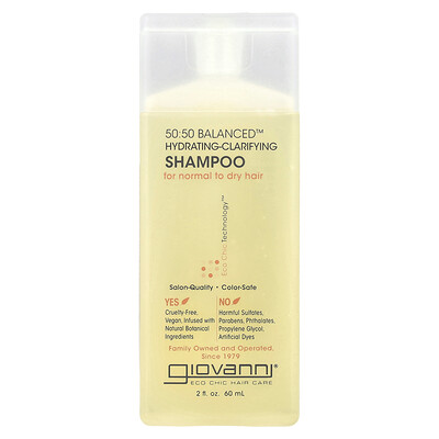 Product Image for Giovanni, 50:50 Balanced , Hydrating-Clarifying Shampoo, For Normal to Dry Hair, 2 fl oz (60 ml)