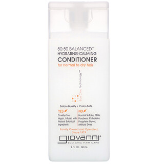 Giovanni, 50:50 Balanced, Hydrating-Calming Conditioner, For Normal to Dry Hair, 2 fl oz (60 ml)