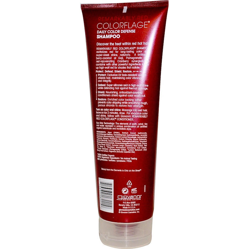 Giovanni, Colorflage, Daily Color Defense Shampoo, Remarkably Red, 8.5