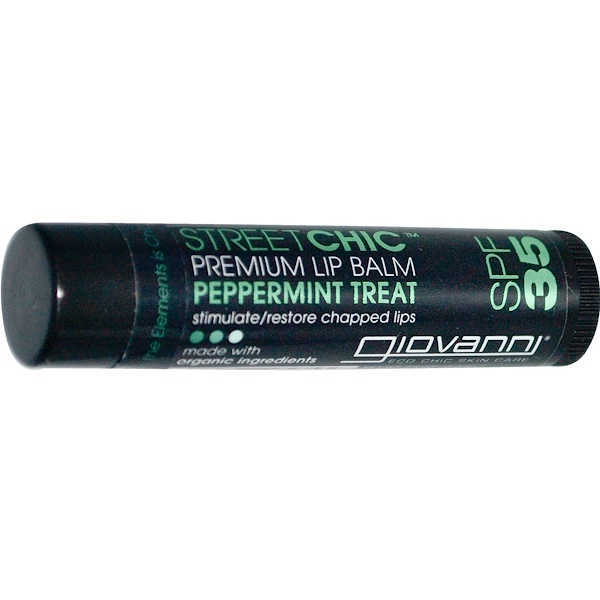 Giovanni, Street Chic, Premium Lip Balm, SPF 35, Peppermint Treat, .15 oz (4.2 g) (Discontinued Item) 
