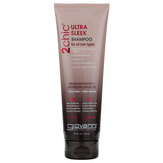 Giovanni, 2chic, Ultra Sleek Shampoo, For All Hair Types, Brazilian Keratin + Moroccan Argan Oil, 8.5 fl oz (250 ml)