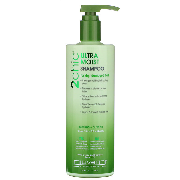 Giovanni, 2chic, Ultra-Moist Shampoo, for Dry, Damaged Hair, Avocado & Olive Oil, 24 fl oz (710 ml)