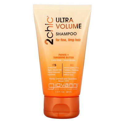 Giovanni 2chic, Ultra-Volume Shampoo, For Fine, Limp Hair, Papaya + Tangerine Butter, 1.5 fl oz (44 ml)