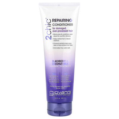 Product Image for Giovanni, 2chic , Repairing Conditioner, For Damaged, Over-Processed Hair, Blackberry + Coconut Milk, 8.5 fl oz (250 ml)
