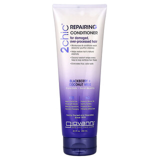 Giovanni, 2chic®, Acondicionador reparador, Para cabello dañado y con exceso de procesos, Leche de zarzamora y coco, 250 ml (8,5 oz. líq.)