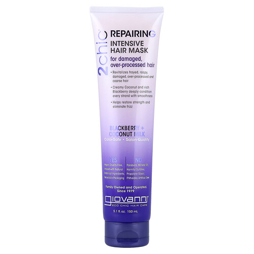 Giovanni 2chic®, Repairing Intensive Hair Mask, Blackberry + Coconut Milk, 5.1 fl oz (150 ml)