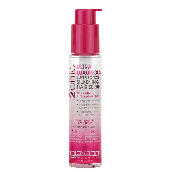 2chic, Ultra-Luxurious Super Potion Silkening Hair Serum, Cherry Blossom + Rose Petals, 2.75 fl oz (81 ml)