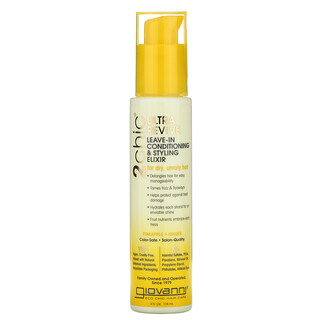Giovanni, 2chic, Ultra-Revive Leave-In Conditioning & Styling Elixir, For Dry, Unruly Hair, Pineapple + Ginger, 4 fl oz (118 ml)