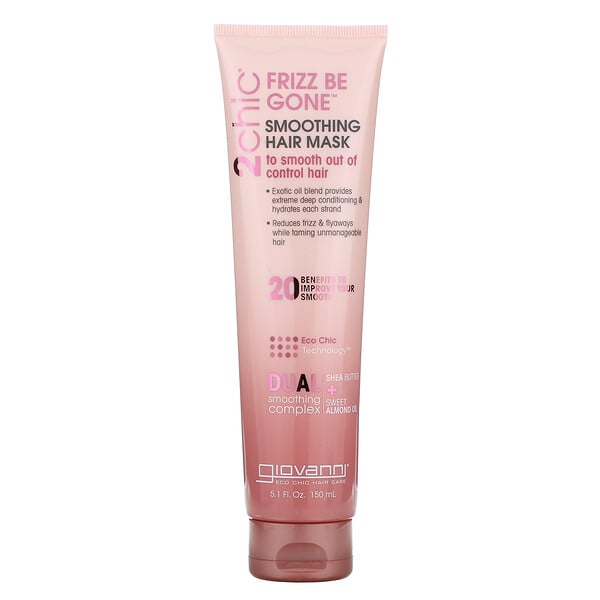 Giovanni, 2chic, Frizz Be Gone, Smoothing Hair Mask, Shea Butter + Sweet Almond Oil, 5.1 fl oz (150 ml)