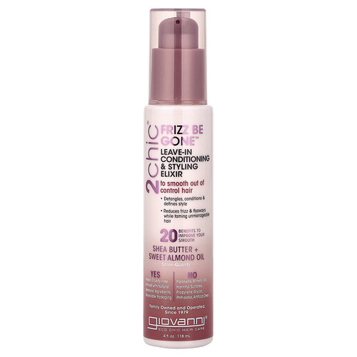 Giovanni, 2chic®, Frizz Be Gone™, Leave-In Conditioning & Styling Elixir, Shea Butter + Sweet Almond Oil, 4 fl oz (118 ml)