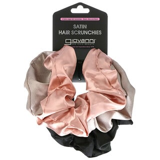 Giovanni, Satin Hair Scrunches, Extra Large, Blush, Gray and Black,  3 Pack