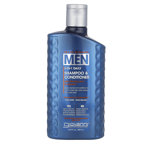 Giovanni, Art Of Giovanni, Champú y acondicionador de uso diario 2 en 1 para hombres con ginseng y eucalipto, 499 ml (16,9 oz. Líq.)