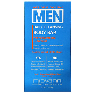 Giovanni, Art Of Giovanni, Men Daily Cleansing Body Bar with Ginseng and Eucalyptus, 5 oz (141 g)