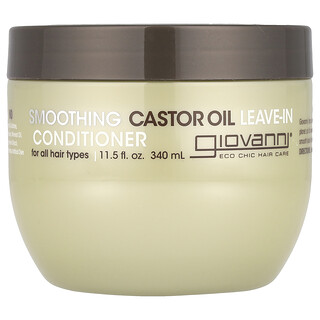 Giovanni, Condicionador Leave-In de Óleo de Rícino Suavizante, Para Todos os Tipos de Cabelo, 340 ml (11,5 fl oz)