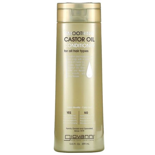 Giovanni, Smoothing Castor Oil Conditioner, For All Hair Types, 13.5 fl oz (399 ml)