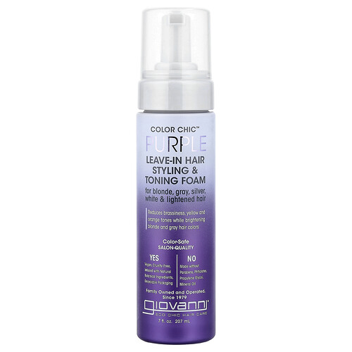 Giovanni, Color Chic™, Espuma para peinar y tonificar el cabello, Púrpura, sin enjuague, 207 ml (7 oz. líq.)