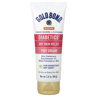 Gold Bond, Medicated, Crema para los pies para aliviar la piel seca de los diabéticos, Para piel seca a extraseca, 96 g (3,4 oz)