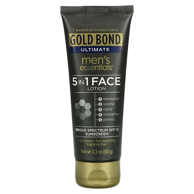 Gold Bond Ultimate, незаменимый мужской лосьон для лица 5 в 1, SPF 15, 93 г (3,3 унции)