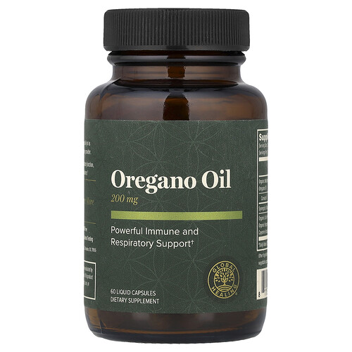 Global Healing, Aceite de orégano, 60 cápsulas con contenido líquido