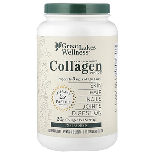 Great Lakes Wellness, Grass-Fed Bovine Collagen Peptides, Unflavoured, 32 oz (907 g)