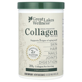 Great Lakes Wellness, Grass-Fed Bovine Collagen Peptides, Unflavoured, 16 oz (454 g)