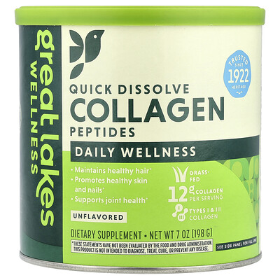 Great Lakes Wellness Quick Dissolve Collagen Peptides Daily Wellness Unflavored 7 oz 198 g
